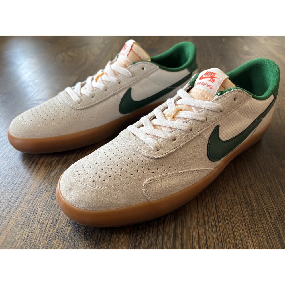Nike SB Heritage Vulc Skate Shoes White Green Gum CD5010-104 Mens 11.5
